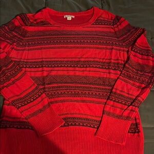 Merona Red and Black Patterned Sweater